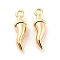 Brass Charms, Cadmium Free & Nickel Free & Lead Free, Chili Charm, Real 18K Gold Plated, 11x3x3mm, Hole: 1mm