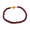 Mozambique Import Natural Garnet Round Beaded Bracelets, with Brass Magnetic Buckle for Women, 7-1/2 inch(190mm), 2mm