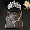 Teardrop Alloy Rhinestone Pendant Necklaces & Stud Dangle Earrings & Crown Hair Band Sets, Crystal, 450mm