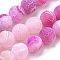 Natural Weathered Agate Beads Strands, Frosted, Dyed, Round, Magenta, 8mm, Hole: 1mm, about 47pcs/strand, 14 inch(35~37.5cm)