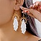 Halloween Ghost Alloy Dangle Earrings, with Resin, Golden & Light Gold, White, 76x34mm