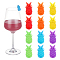 Silicone Wine Glass Charms, Drink Markers, for Bar, Christmas, Birthday, Party Decoration, Pineapple, Mixed Color, 26x14x13.5mm, 6 color/set