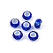 Transparent Glass European Beads, Large Hole Beads, with Brass Cores, Faceted, Rondelle, Blue, 13.5~14x9~9.5mm, Hole: 5mm