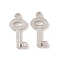 CCB Plastic Pendants, Key, Platinum, 24x11.5x3mm, Hole: 2mm