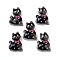 Transparent Resin Bowknot Kitten Decoden Cabochons, Cat Shape with Glitter Powder, Black, 28x20x7mm