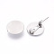 304 Stainless Steel Brooch Cabochon Settings, Flat Round, Stainless Steel Color, 20mm