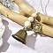 Iron Bell Hanging Ornaments, Wood Round Bead & Macrame Cotton Cord & Alloy Pendant for Home Door Wall Decoration, Star, 195~200mm, pendant: 30x27x25mm.