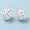 Eco-Friendly Rack Plating Brass Beads, Long-Lasting Plated, Lead Free & Cadmium Free, Hollow, Round, Silver, 8mm, Hole: 1mm