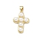 ABS Plastic Pendants, Cross Charm, with Brass, Real 16K Gold Plated, 25.5x17.5x5.5mm, Hole: 4.5x3.5mm