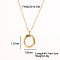 Stainless Steel White Enamel Oval Pendant Necklaces for Women, Golden, 16.02 inch(40.7cm)