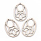 Undyed Natural Hollow Wooden Big Pendants, Laser Cut Shapes, Oval, Antique White, 59x38.5x2mm, Hole: 1.6mm