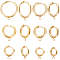 12Pcs 6 Size 201 Stainless Steel Huggie Hoop Earring Findings, with Horizontal Loop and 316 Surgical Stainless Steel Pins, Real 24K Gold Plated, 16~29x13.5~26x2.5~3mm, Hole: 2.5mm, Pin: 1mm, 2Pcs/size
