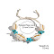 Natural Shell & Synthetic Turquoise Beads Braided Bead Bracelets for Women, Turtle & Starfish, White, 10-5/8 inch(27cm)
