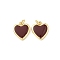 Brass Enamel Charms, Heart, with Jump Ring, Lead Free & Cadmium Free, Long-Lasting Plated, Real 18K Gold Plated, Rack Plating, Coconut Brown, 14.5x13x2.5mm, Hole: 3.2mm