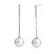 Clear Cubic Zirconia Tassel with Imitation Pearl Dangle Stud Earrings, Alloy Long Drop Earrings for Women, Golden, 66x15.5mm
