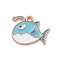 Alloy Enamel Pendants, Light Gold, Cadmium Free & Lead Free, Fish Charm, Sky Blue, 16.5x20x1.5mm, Hole: 1.5mm