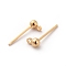 Brass Stud Earrings Findings, with Loop, Long-Lasting Plated, Nickel Free, Real 18K Gold Plated, Round, Real 18K Gold Plated, 13mm, Hole: 1.2mm, Pin: 0.7mm, Ball: 3mm in diameter
