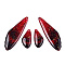 Transparent Resin Wing Earrings Pendants, Wings Charms, Dark Red, 49x16x3mm, Hole: 1.2mm,  small wings: 12x24.5x3mm