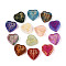 Baking Paint Transparent Glass Beads, Heart, Golden Metal Enlaced, Mixed Color, 18~18.5x18~18.5x5~6mm, Hole: 1~1.4mm