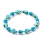Synthetic Turquoise(Dyed) Cross & Skull Beaded Stretch Bracelet, Halloween Gemstone Jewelry for Women, Turquoise(Dyed), Inner Diameter: 2-1/4 inch(5.6cm)