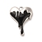 Alloy Enamel Pendants, Melting Heart Charm, Platinum, Black, 21.5x16.5x5.5mm, Hole: 1.8mm