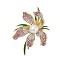 Orchid Enamel Pins, Alloy Rhinestone Brooches for Backpack Clothes, with Plastic Pearl, Flamingo, 56.5x40.5mm