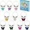 Brass Wine Glass Charms, with Glass Pearl Round Beads and Alloy Acrylic Pendants, Butterfly, Mixed Color, 45mm, 10pcs/box