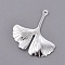Brass Pendants, Ginkgo Leaf, Silver, 29x26x1.5mm, Hole: 1mm