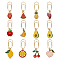 Carbon Steel Long Paper Clips, Alloy Enamel Fruit Pendant Paper Clip, Mixed Color, 35~40mm, 12pcs/set