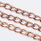 Iron Twisted Chains, Curb Chains, Unwelded, with Spool,  Red Copper, 5x3.5x0.8mm, about 328.08 Feet(100m)/roll