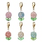 Hydrangea Acrylic & Glass Seed Beads Pendant Decorations, with Alloy Lobster Claw Clasps, Mixed Color, 43.5mm