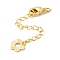 Flower Rack Plating Brass Ends with Chain and Lobster Claw Clasps, Long-Lasting Plated, Lead Free & Cadmium Free, Golden, 58mm, Clasp: 10x6x2.8mm
