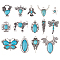 15Pcs 15 Styles Dyed Synthetic Turquoise Pendants, with Alloy Settings, Antique Silver, Mixed Shapes, 17~56x8.5~206x3~7mm, Hole: 1.5~3.5mm, 1pc/style
