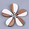 Resin & Walnut Wood Pendants, teardrop, White, 21.5x14.5x3.5mm, Hole: 1.8mm