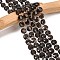 Natural Smoky Quartz Beads Strands, Faceted Hexagonal Cut, Flat Round, with Seed Beads, 10~10.5x6.5~7mm, Hole: 1.2mm, about 31pcs/strand, 14.53~14.72''(36.9~37.4cm)