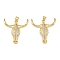 Brass Micro Pave Clear Cubic Zirconia Pendants, Cattle Head Charm, Long-Lasting Plated, Cadmium Free & Lead Free, Real 18K Gold Plated, 30.5x29.5x6.5mm, Hole: 5x3.5mm