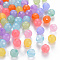 Transparent Acrylic Beads, Dyed, Faceted, Round, Mixed Color, 8x7.5mm, Hole: 1.6mm, about 1810pcs/500g