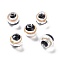 Handmade Silver Foil Lampwork Beads, with Gold Sand, Round, Black, 12x11mm, Hole: 1.8mm
