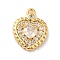 Brass Micro Pave Cubic Zirconia Pendants, Real 18K Gold Plated, Heart, Clear, 14x11x3.5mm, Hole: 1.2mm