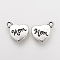 Mother's Day Theme, Tibetan Style Alloy Pendants, Heart with Word Mom, Cadmium Free & Nickel Free & Lead Free, Antique Silver, 15x17.5x2.5mm, Hole: 2.5mm, about 500pcs/1000g