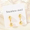 Round 304 Stainless Steel Dangle Stud Earrings, Golden, 22x8mm