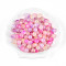 Spray Painting Imitation Jade Glass Beads, Round, Two Tone, Hot Pink, 8~8.5mm, Hole: 1.6mm