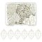 100Pcs Leaf Iron Pendants, Etched Metal Embellishments, Silver, 23.5x14x0.4mm, Hole: 1mm