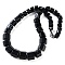Natural Dyed & Heated Black Agate Hexagon Prism Graduated Beaded Necklaces for Women Men, 19.49 inch(49.5cm)