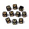 Opaque Acrylic Beads, Golden Metal Enlaced, Cube with Letter, Black, Letter U, 4.5~5x4.5~5x4.5~5mm, Hole: 2mm, about 6250pcs/500g