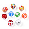 Transparent Glass with Enamel Beads, Round with Mixed Patterns, Mixed Color, 13x12x11mm, Hole: 1.2~1.5mm