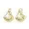 Brass Charms, Shell Shape Charms, Rack Plating, Long-Lasting Plated, Cadmium Free & Lead Free, Real 18K Gold Plated, 14x12.5x3mm, Jump Ring: 5x1mm, Inner Diameter: 3mm