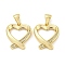 Brass Micro Pave Clear Cubic Zirconia Pendants, Heart, Real 18K Gold Plated, 19x16.5x3.5mm, Hole: 5.5x3.5mm