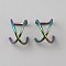 304 Stainless Steel Cuff Earrings for Women, Rainbow Color, 10.5x8.5x8.5mm