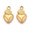 304 Stainless Steel Pendants, Sacred Heart Charm, Ion Plating(IP), Real 18K Gold Plated, 20x11.5x2mm, Hole: 2.2mm